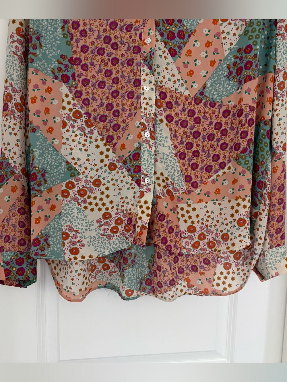 Rose & Olive Patchwork Boho Top M - Picture 4 of 7